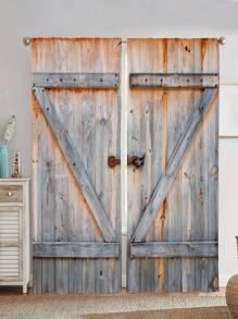 2 件遮光裝飾木質穀倉門窗簾,遮光窗簾,請參閱臥室辦公室廚房客廳書房家居裝飾 - 彩色 - 查看 2