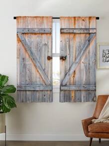 2 件遮光裝飾木質穀倉門窗簾,遮光窗簾,請參閱臥室辦公室廚房客廳書房家居裝飾 - 彩色 - 查看 5