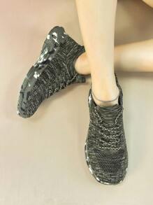 Women's Spring/autumn Casual Knitted Mesh Shoes With Anti-skid And Abrasion Resistance For Sports, Camouflage Running Shoes