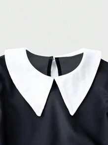 Tween Girl Gothic Style Black Party Dress Church Dress - Black - View 4