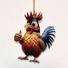 1套/6入組動物雞形狀聖誕樹裝飾,可愛卡通公雞車吊墜,聖誕節裝飾物 - 彩色 - 查看 6