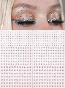 STARTTOOS 2入組立體仿真銀色小珠寶鑲嵌貼紙,適用於臉部diy音樂節,y2k彩妝派對,嘉年華裝飾 - 白色 - 查看 1