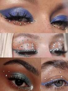 STARTTOOS 2入組立體仿真銀色小珠寶鑲嵌貼紙,適用於臉部diy音樂節,y2k彩妝派對,嘉年華裝飾 - 白色 - 查看 3