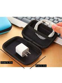 2 piezas negro viaje portátil Organizador de cable Bolso para carga de teléfono Cable , Auricular con Cable de dato gestión , ideal para viajar , vacación con actividades al aire libre - Negro - Ver 5