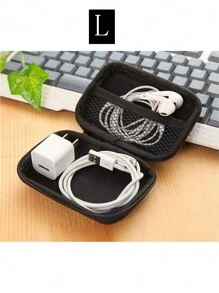 2 piezas negro viaje portátil Organizador de cable Bolso para carga de teléfono Cable , Auricular con Cable de dato gestión , ideal para viajar , vacación con actividades al aire libre - Negro - Ver 6