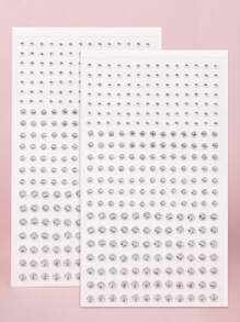 STARTTOOS 2入組立體仿真銀色小珠寶鑲嵌貼紙,適用於臉部diy音樂節,y2k彩妝派對,嘉年華裝飾 - 白色 - 查看 2