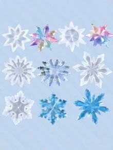 1入組自製水晶環氧樹脂模具,用於製作雪花吊飾和項鍊裝飾,高鏡面硅膠模具適用於女性日常佩戴 - 無色 - 查看 6