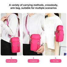 Puluz HAWEEL Mini Crossbody Vertical Zipper Pouch Phone Case Bag(Rose Red) - Hot Pink - View 6