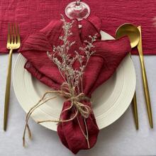 6入組酒紅色厚款晚餐餐巾 - 酒紅色 - 查看 1