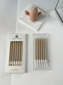 6 件套蛋糕蜡烛，现代金色蛋糕顶部装饰，适合派对 - 玫瑰金 - 查看 6