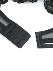 Sujetador De Tirantes Cruzados Con Relleno De Encaje Y Aros Para Efecto Push Up - Negro - Ver 6