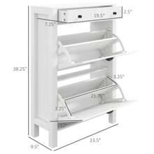 HOMCOM Shoe Storage Cabinet with 2 Flip Drawers for 8 Pairs of Shoes - 白色 - 查看 3