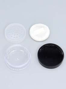 1入裝迷你收納盒散粉盒家用組織盒密封防水旅行盒帶蓋,粉盒,1入透明專業美容容器可重複使用的空散粉盒化妝容器家用 - 黑色 - 查看 3
