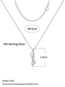 1件女士簡約優雅的925純銀鑲嵌閃亮水晶的吊墜項鏈，適合日常佩戴/送禮