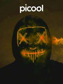 Mascara Disfraz Luz Led Purga Halloween The Purge Colores  Una pulsera & un anillo Aleatorio De REGALO - Naranja - Ver 7