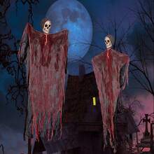 1 件萬聖節血布幽靈吊墜 90 厘米 * 44 厘米適合恐怖主題派對裝飾,包括頭骨和,非常適合鬼屋和密室逃脫場景 - 紅色 - 查看 2