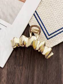 1 cái Vuốt tóc thiết kế dạng sóng kim loại, Vuốt tóc nhỏ để cố định kiểu tóc đuôi ngựa hoặc tóc buộc nửa - Vàng - Xem 2