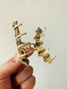 1 cái Vuốt tóc thiết kế dạng sóng kim loại, Vuốt tóc nhỏ để cố định kiểu tóc đuôi ngựa hoặc tóc buộc nửa - Vàng - Xem 6