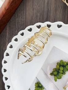 1 cái Vuốt tóc thiết kế dạng sóng kim loại, Vuốt tóc nhỏ để cố định kiểu tóc đuôi ngựa hoặc tóc buộc nửa - Vàng - Xem 7