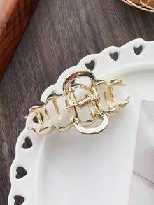 1 cái Vuốt tóc thiết kế dạng sóng kim loại, Vuốt tóc nhỏ để cố định kiểu tóc đuôi ngựa hoặc tóc buộc nửa - Vàng - Xem 5