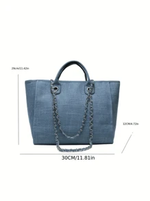Túi Tote Canvas Đeo Vai Sang Trọng Cho Nữ Đi Biển - Màu xanh lam - Xem 5