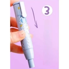 3pcs Cute And Expandable Cartoon Student Press-type Erasers With 2 Refills - Blue - View 5