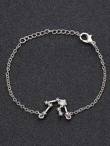 1 Piece Retro Silver Color Bling CZ Zirconia Crystal Zodiac Sign Chain Bracelet For Women Gift - Multicolor - View 5