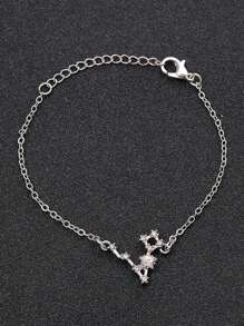 1 Piece Retro Silver Color Bling CZ Zirconia Crystal Zodiac Sign Chain Bracelet For Women Gift - Multicolor - View 9