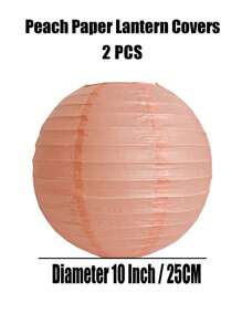 2 Chiếc Vỏ Đèn Lồng Giấy Tròn Màu Đào Màu Mai - Màu be - Xem 7