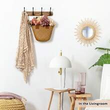 1 件壁掛式衣帽架,帶 4 個掛鉤的木質衣架,掛衣架,入口客廳臥室壁掛衣架,家庭儲物和整理,家居必需品