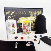 Bộ Tarot Cổ Điển 12x7cm Mới 78 Lá Bài Tarot Smith Với Sách Hướng Dẫn Đầy Màu Sắc Bài Tarot Bằng Đá Pha Lê Và Túi Tarot Giải Trí Gia Đình Đồ Chơi Trẻ Em Chơi Bài - màu đen - Xem 2