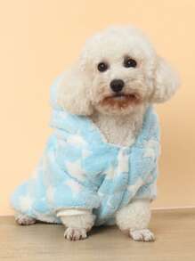 1件涤纶保暖加厚可水洗抓绒宠物猫狗衣服连帽衫适合中小型猫狗秋冬季居家睡觉或外出（产品相对较小，建议购买大1-2码） - 彩色 - 查看 5