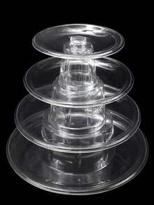 1pc Round 4 Layers Detachable Macaroon Display Stand, Plastic Dessert Tower Shelf, Table Decoration, Suitable For Birthday, Wedding Party - Clear - View 6