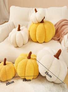 1 件白色逼真南瓜形毛絨泰迪羊毛簡單萬聖節家居裝飾 - 白色 - 查看 8