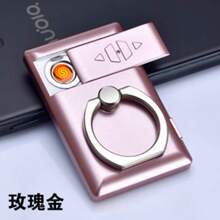 Electric Lighter With Rechargeable Cell Phone Holder Ring, GAS - Pink - View 1