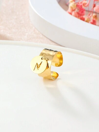 1pc Simple And Fashionable Circle Shape Open Ring With Hollow Out Lightning Design