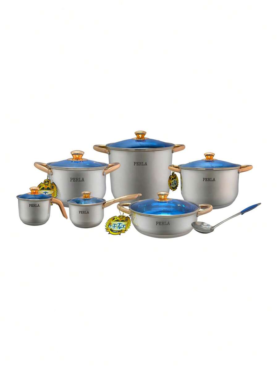 Batería De Cocina 13 Piezas Perla Premier Plus De Acero Inoxidable - Gris - Ver 1