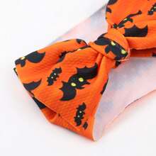 2 件装欧美风格南瓜、蝙蝠、魔鬼蝴蝶结儿童头带和发带，万圣节主题橙色和黑色印花，适合婴儿和幼儿 - 橘色 - 查看 7