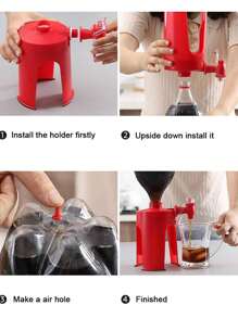 Simple Mini Beverage Dispenser Stand For Inverted Barrel Soft Drink Bottles, Suitable For , , Etc. - Red - View 4