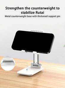 1 件黑色可折疊、可伸縮和多功能桌面手機支架 - 黑色 - 查看 8