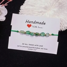 Handmade Asymmetric Green Stone Beaded Braided Bracelet - Green - View 3