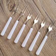 Kit Conjunto  Com 6 Garfos Garfinho Mini Garfo Para Petisco Petiscos Inox - Tamanho Único - Visão 1