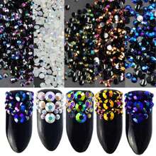 2毫米-6毫米树脂水钻，彩色，非热熔，平底，胶粘式，美甲宝石，闪亮水钻，果冻珠，适用于美甲、马克杯、瓶子、水杯、手机、化妆DIY配件等。