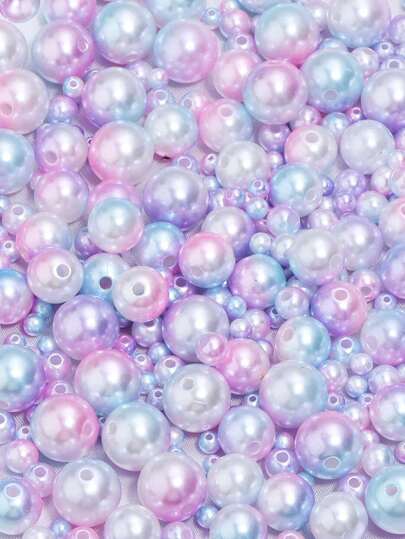 1 Pack Faux Pearl Beads, Colorful Round Plastic Acrylic Spacer Beads For DIY Jewelry Making