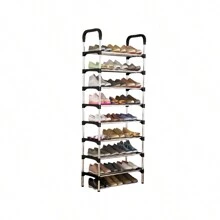 Organizador de Zapato, 8 Niveles Zapateros Organizador de Acero Inoxidable, Organizador de Almacenamiento de Zapatos para 20-24 Pares, Almacenamiento de Zapatos para Pasillo, Entrada - Negro - Ver 1