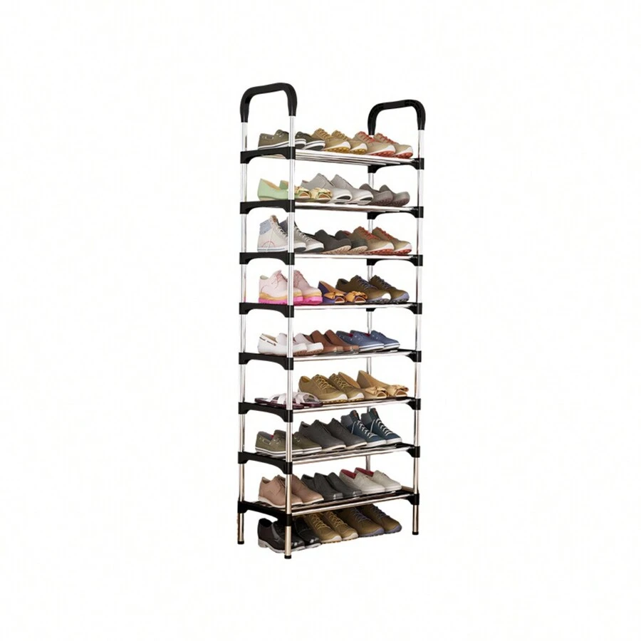 Organizador de Zapato, 8 Niveles Zapateros Organizador de Acero Inoxidable, Organizador de Almacenamiento de Zapatos para 20-24 Pares, Almacenamiento de Zapatos para Pasillo, Entrada - Negro - Ver 1