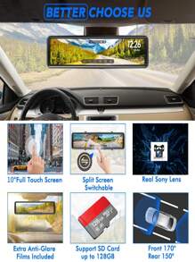 Hd Car Dash Cam, 2.5k Front Camera + 1080p Rear Camera, Wifi App Supported, Suitable For Any Vehicle, 170 Degree Wide Angle, Maximum Support 128gb