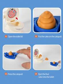 Realistic Toilet Toy With Poop Ejection Function For Two-person Interactive Tabletop Parent-child Game - White - View 2