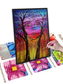 Pintura De Diamantes De Imitación De Paisaje De Una Pieza - Naranja Quemada - Ver 2