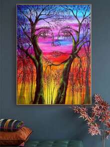 Pintura De Diamantes De Imitación De Paisaje De Una Pieza - Naranja Quemada - Ver 1